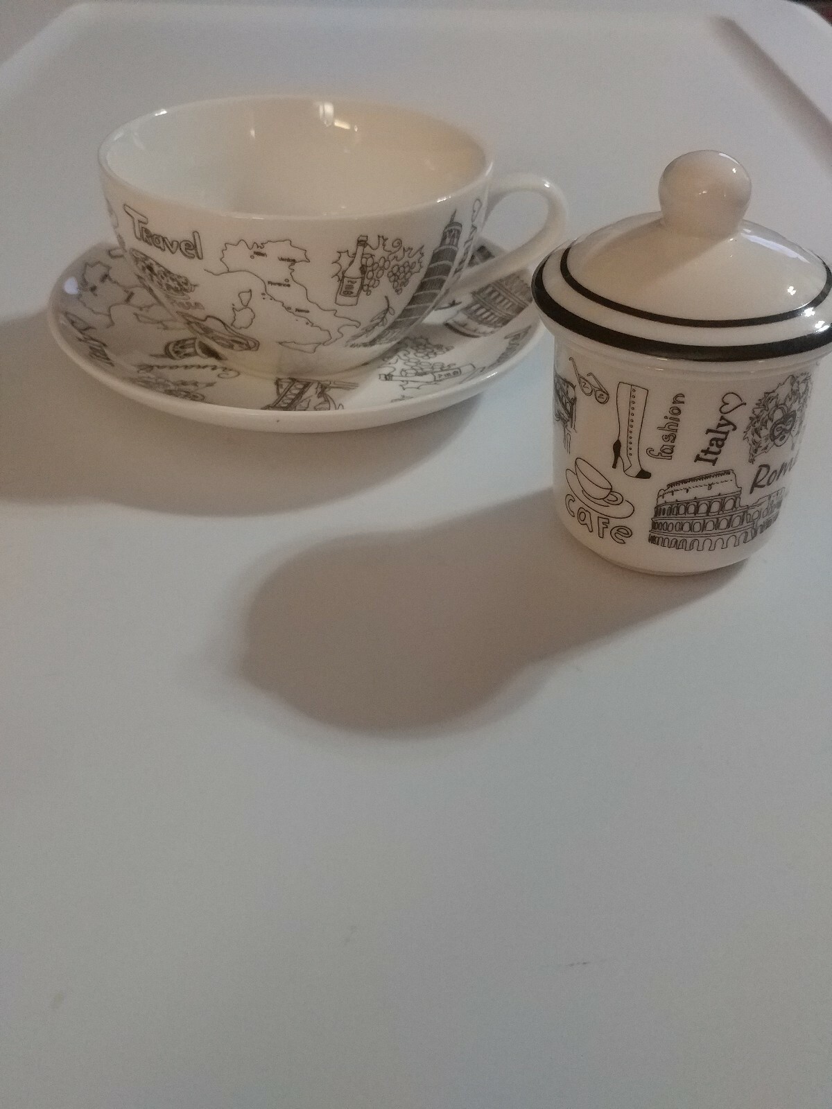Cup & Saucer & Tea Bag Strainer By Tabletop Gallery