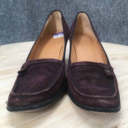 Bally Heels Womens 5.5 M Pricesa Dress Pumps Maroon Suede Kitten Heels Classic - Picture 5 of 11