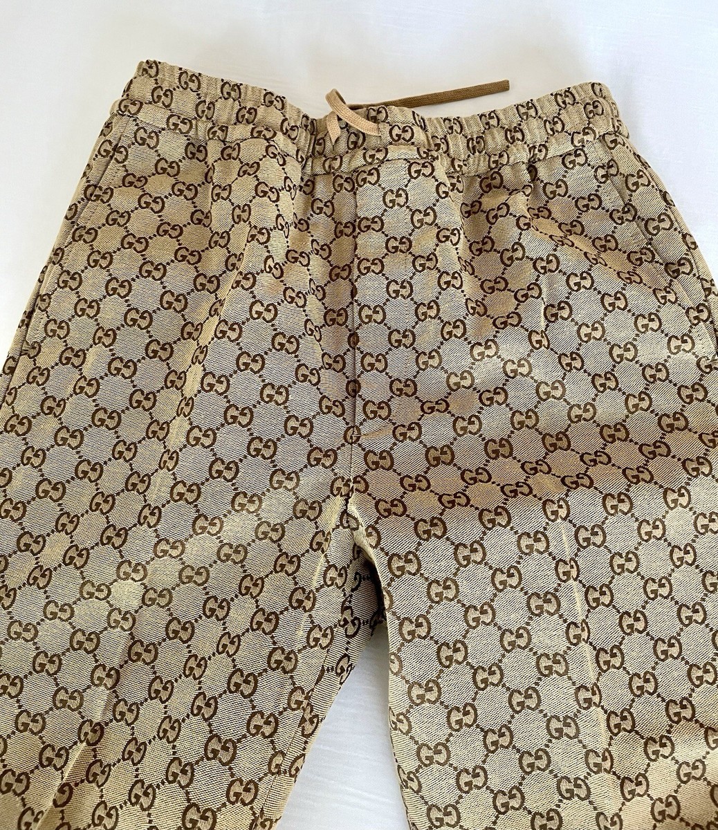 Gucci GG Brown Canvass Jacquard Cotton Monogram Pants Gucci Sz 46