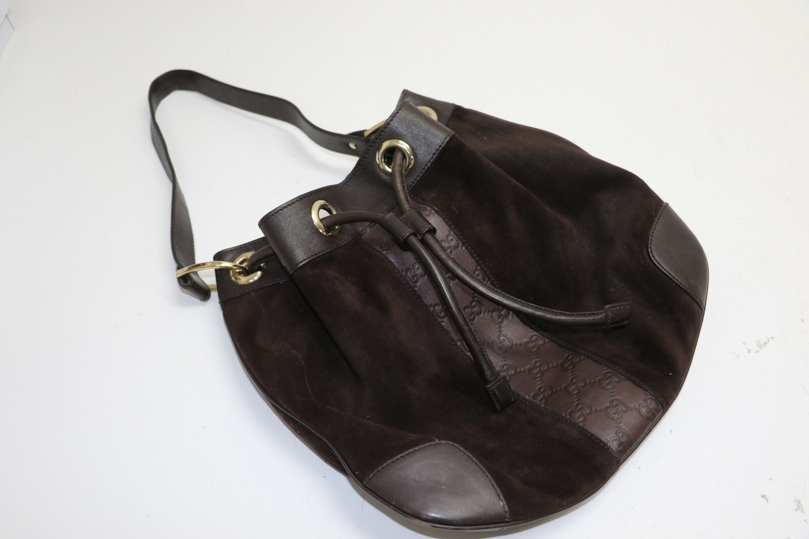 Gucci Dark Suede Brown Leather Hobo Bag 272374 204046 | eBay