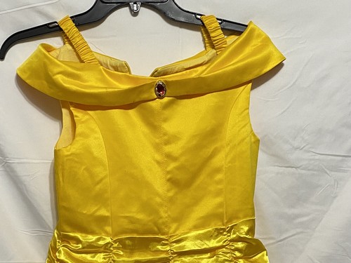 Disney Belle Dress Size 150 7/8 Girls Costume Relibeauty Yellow with Gloves - Picture 2 of 21