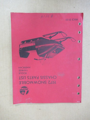 VTG 1972 Rupp Snowmobile Chassis Parts List Rogue Yankee American Book Manual - Picture 2 of 5