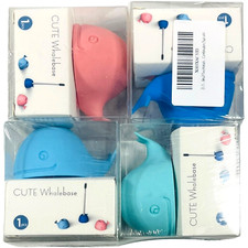 4 Individual Cute Whale Shaped Kid's Toothbrush Holders - Silicone - Four Colors
