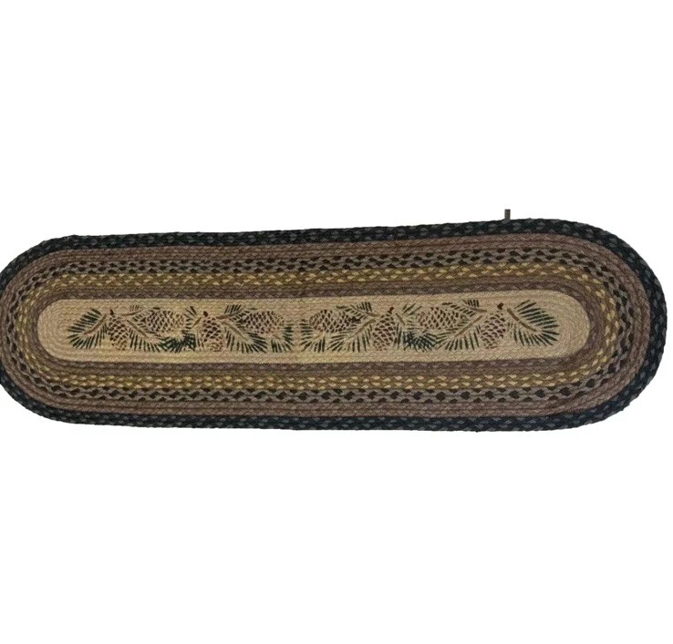 Tapete de área oval trançado piso de cozinha PINECONEs núcleo de cabine kitsch 47x13 polegadas - Imagem 3 de 4