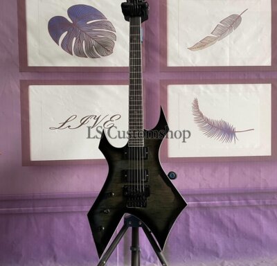 BC Warlock Extreme Left Handed Electric Guitar Black Burst Flamed Top Floyd Rose