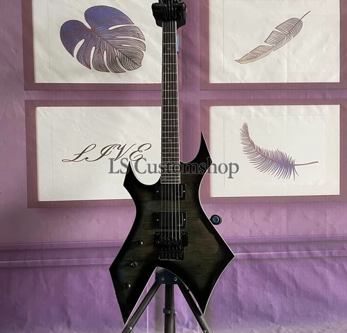 BC Warlock Extreme Left Handed Electric Guitar Black Burst Flamed Top Floyd Rose