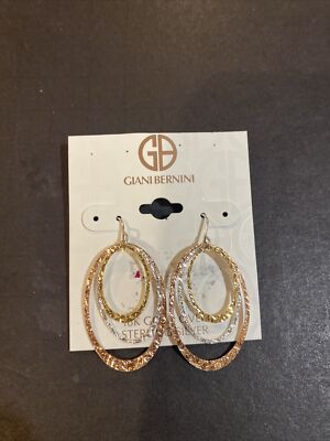 Giani Bernini 18K Gold Over Sterling Silver Triple Color Dangle Earrings