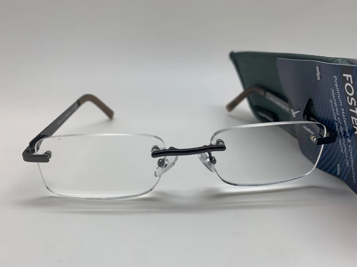 FG144 Foster Grant BLAKE Men s Reading Glasses RIMLESS 1.75 READERS