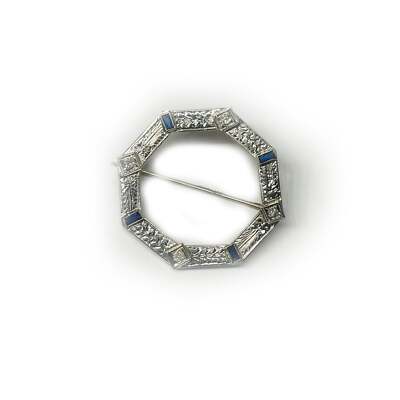 Dazzling 18K White Gold Octagonal Diamond Pin | eBay