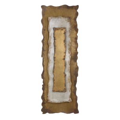 Rustic Metal Large Gold Silver Bronze Wall Panel 60 in Tall Industrial Loft