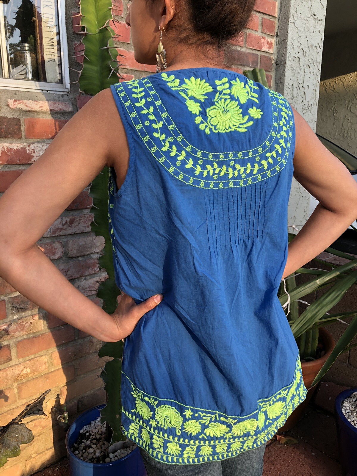 Ballast Crochet Stripe Top - Calypso Blue Indigo main image 1