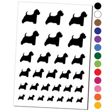 Westie West Highland White Terrier Dog Solid Temporary Tattoo Set
