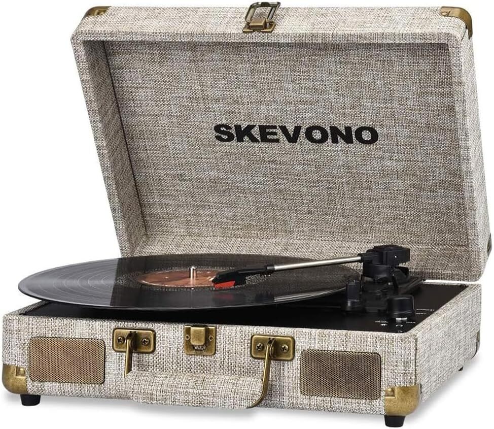 Vintage Portable Suitcase Turntable with Bluetooth 33 45 78 RPM Record Player-image