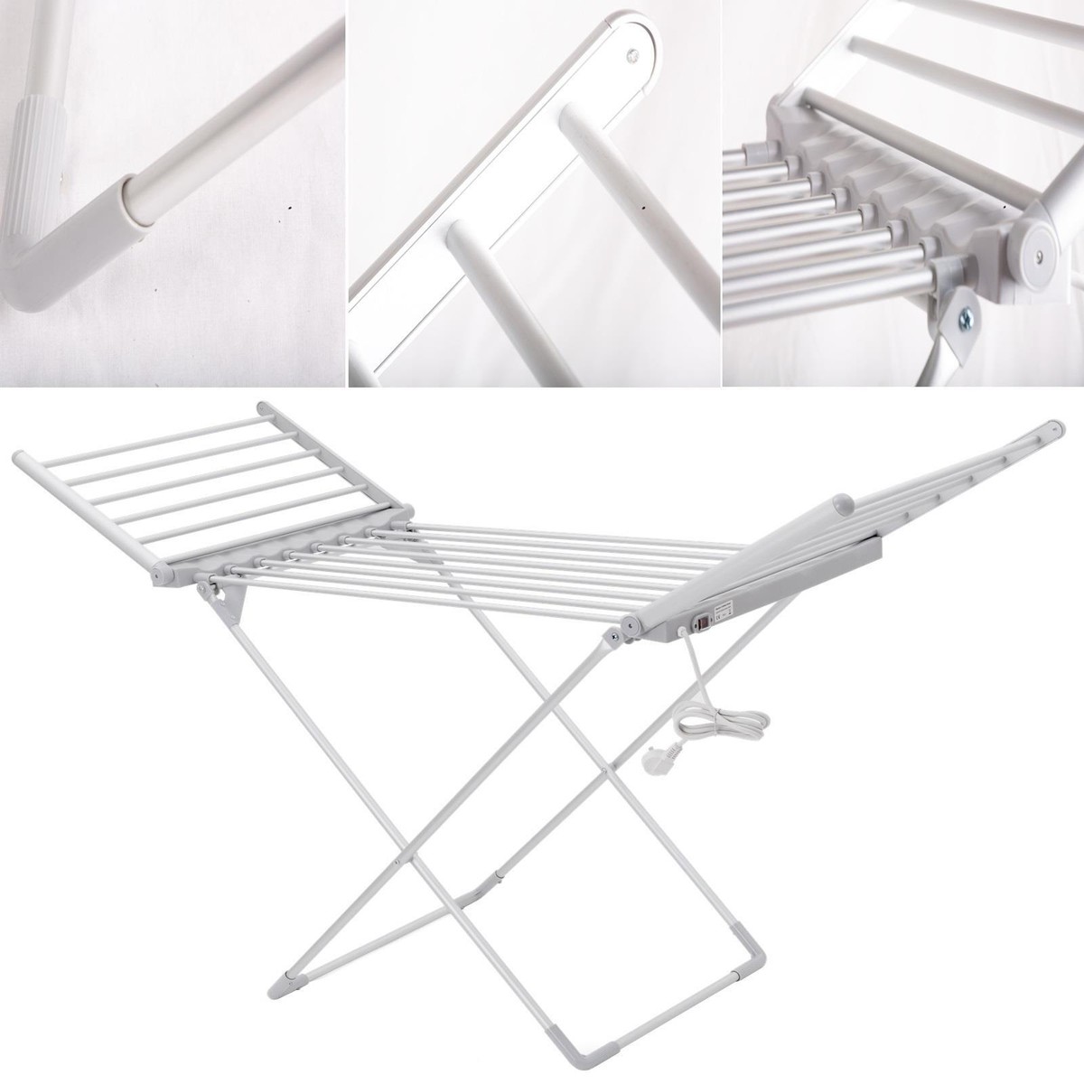Electric Folding Heated Clothes Airer Drying Horse Rack Washing Laundry  Dryer - Main Image