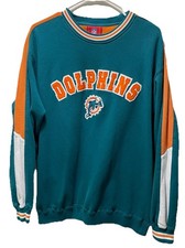 Vintage NFL Miami Dolphins Crewneck Sweater Size Large Embroidered Comfy