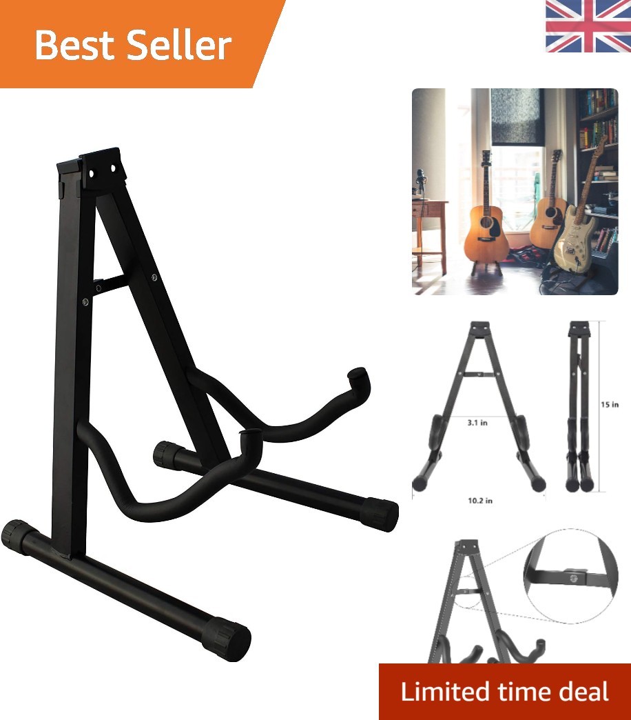 Metal A-Frame Guitar Stand - Non-Slip Design for Acoustic & Bass Guitars