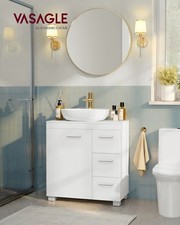 VASAGLE Under Sink Bathroom Cabinet 3 Drawer 2 Compartments Cloud White Cupboard