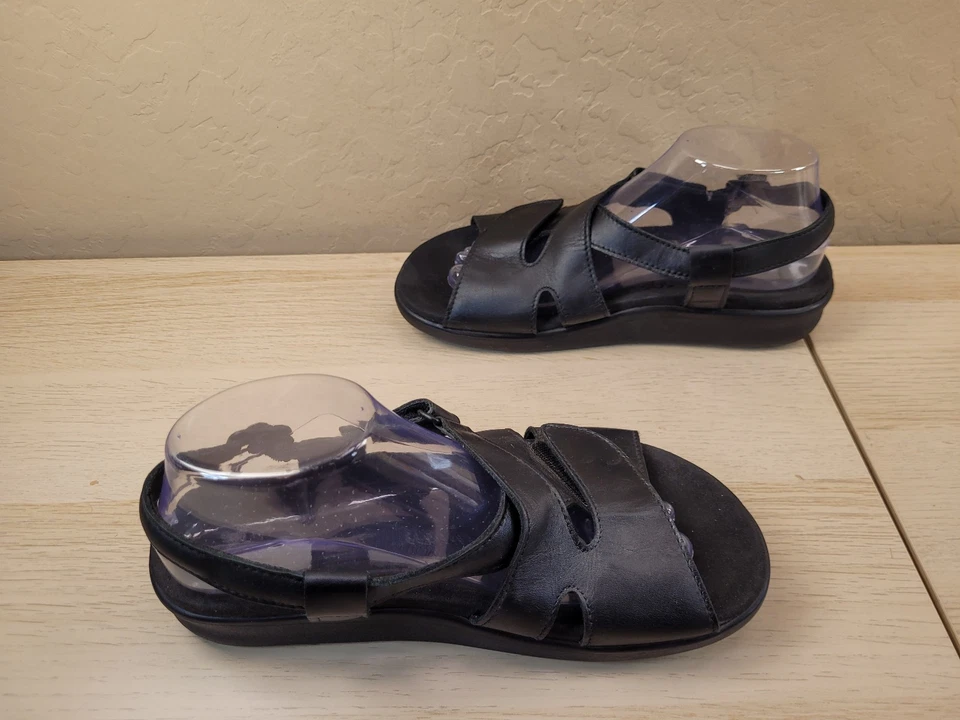 Sandalia SAS Huggy para mujer 9 W correa cruzada cuero negro trípode cómodo Foto 4 de 4