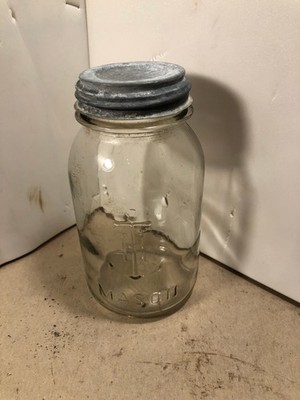 Anchor Hocking quart mason jar vintage clear w/logo and lid