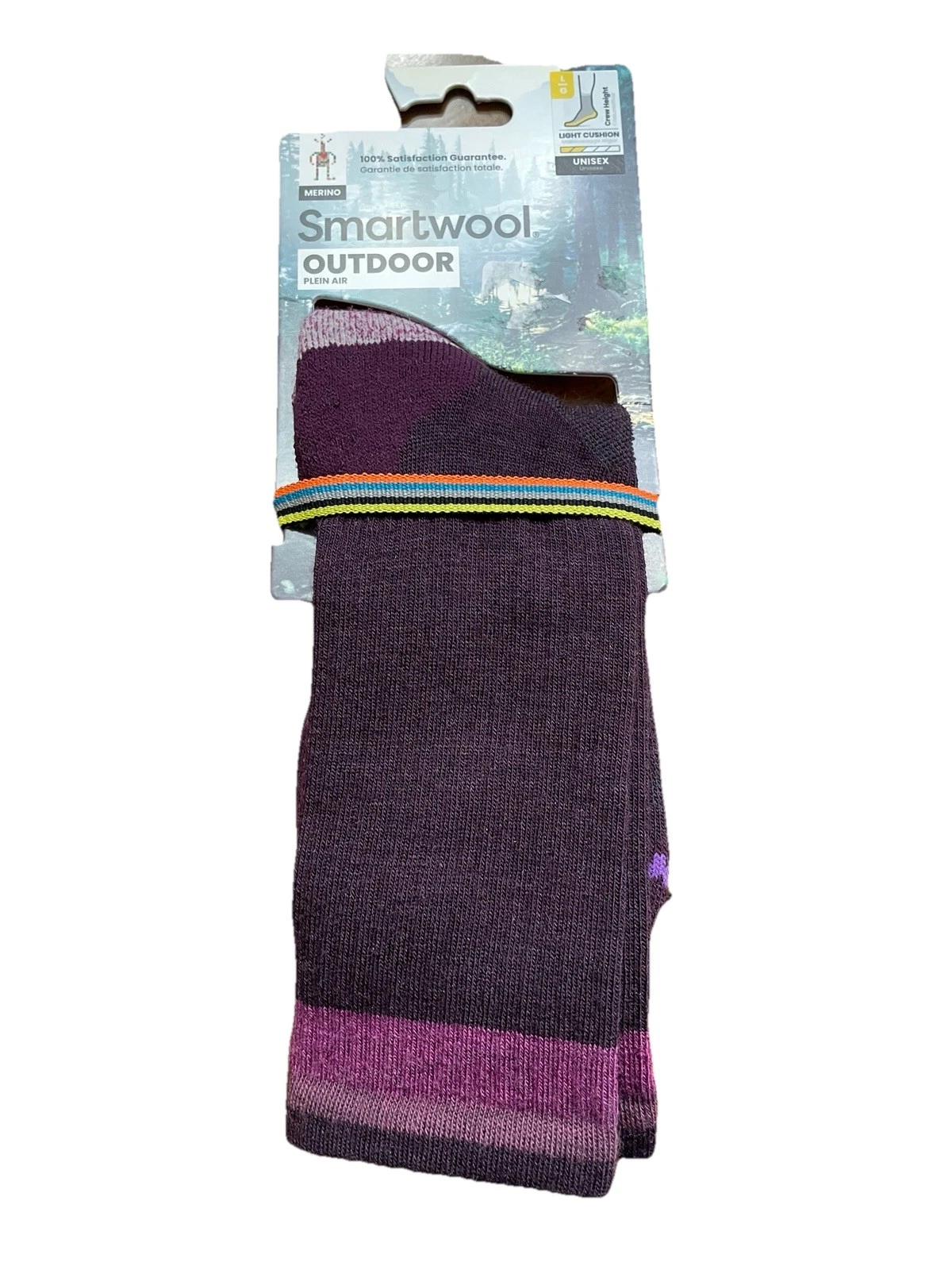 Smartwool Outdoor Plein Air Merino Purple Wool Socks Lg Women 10-12.5 Shoe Size