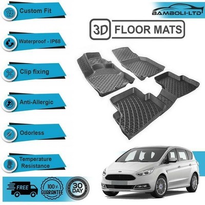 3D Molded Interior Car Floor Mat for Ford S-MAX 2006 -2015(Black) Anti-Allergic