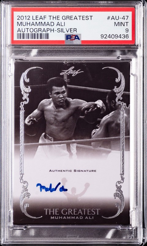 2012 LEAF MUHAMMAD ALI THE GREATEST AUTO-SILVER #AU-47 MUHAMMAD ALI 4/10 PSA 9