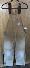 80s Carhartt Union Made Brown Duck Bib Overalls Double Knee Insulated 34x30