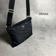 PRADA Shoulder Bag Black Nylon Tessuto Triangle Logo