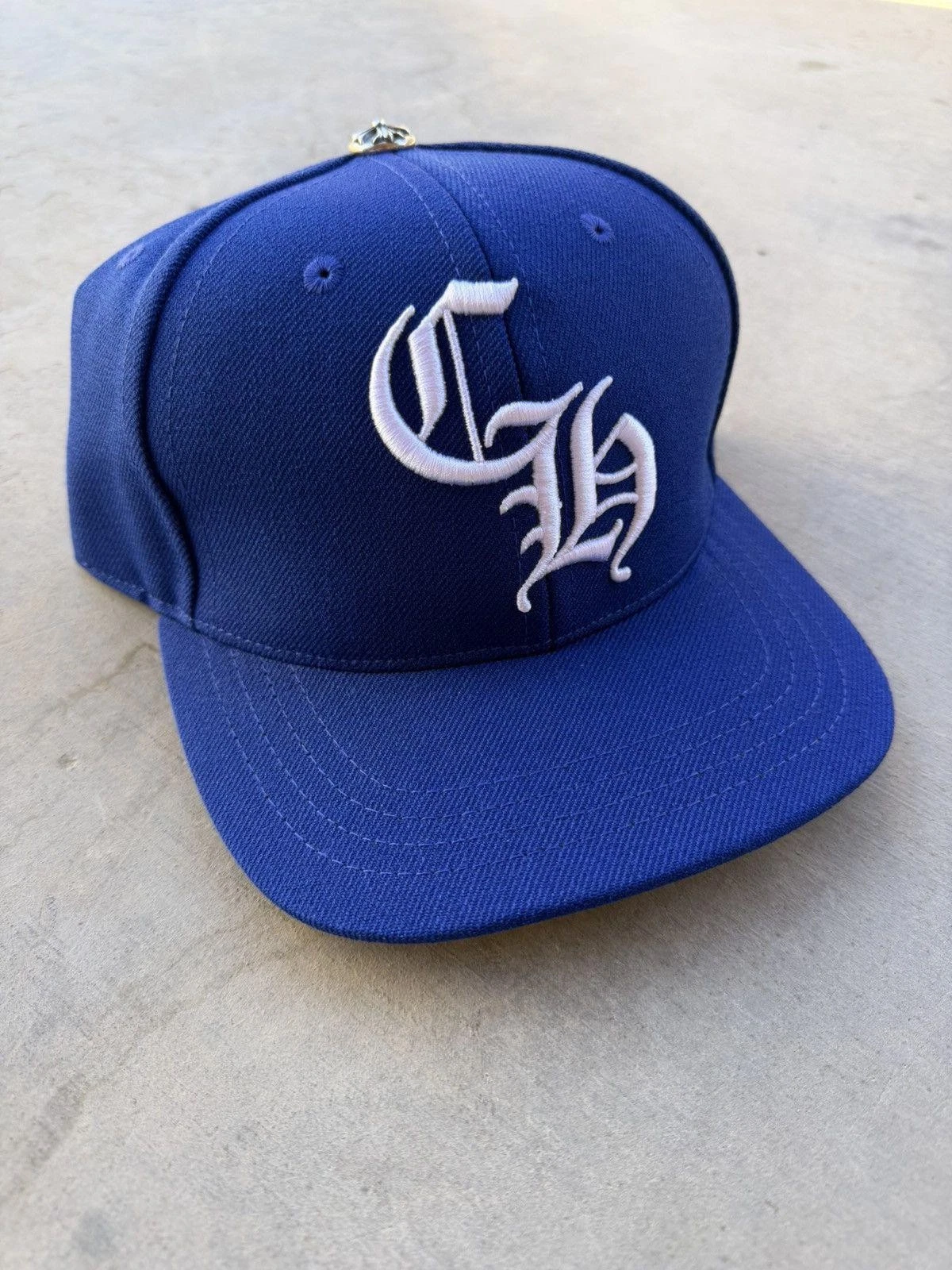 Chrome Hearts Blue Snapback Hat White CH Logo New