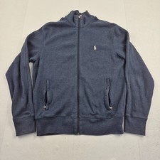 POLO RALPH LAUREN Full Zip Jumper Small Blue Mens Mock Neck Logo Cotton