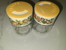 Vintage Gemco Glass Spice Jars Set of 5 with Brown & White Dial Lids — listing 5