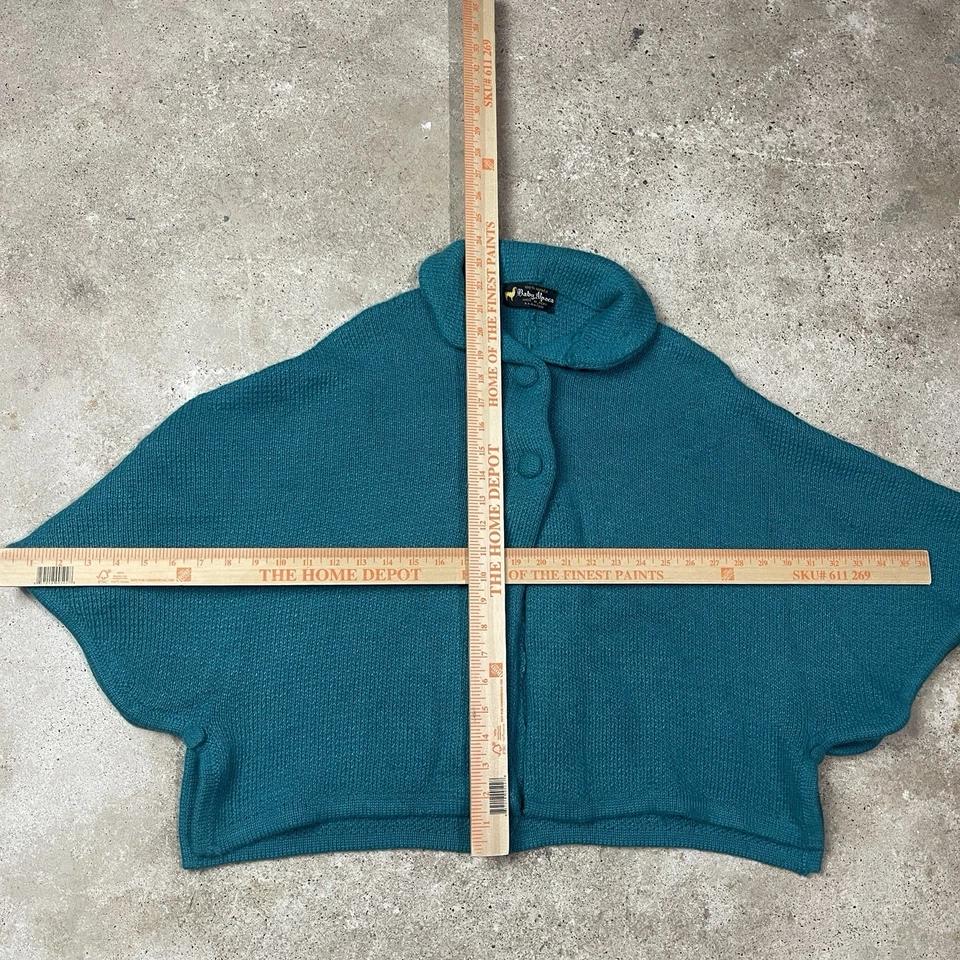 Abrigo Suéter Abrigo Tejido Peruano Azul Bebé Capa Alpaca Vintage Años 60 Mantón Mod Perú Foto 3 de 3