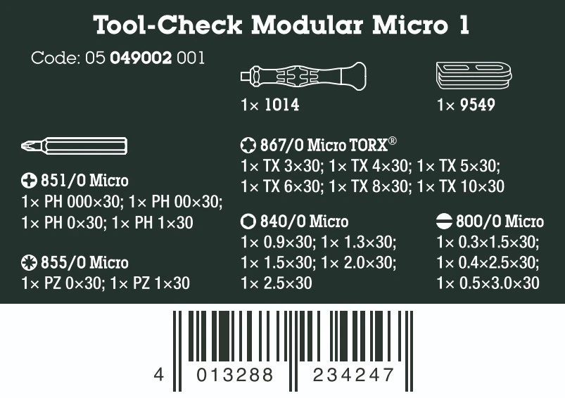 Wera Tool-Check Modular Micro 1 Precision Screwdriver Set, 21 piece- 05049002001 - Image 2 of 2