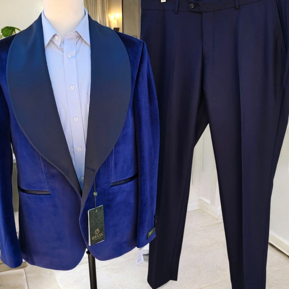 New Shawl Collar Tuxedo 46r Slim 40x33 Wide Lapel Velvet Poly Viscose - Image 4 of 4