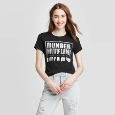 The Office Dunder Mifflin Paper Co T-Shirt Black Womens Juniors Graphic Tee XS