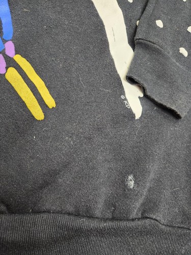 Vintage Ken Done Pullover schwarz Grafik Kunstdruck Skifahren - Bild 3 von 5
