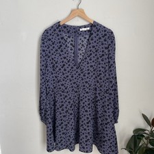 Blue Purplish Mini Dress With Black Floral Patterned Long sleeve sold by asos