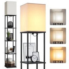 5 Tier Floor Lamp with Shelves, Modern Square Standing Lamp with 3 Color Temp...