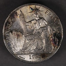 1936 French Indo-China Silver 50 Cents Uncirculated