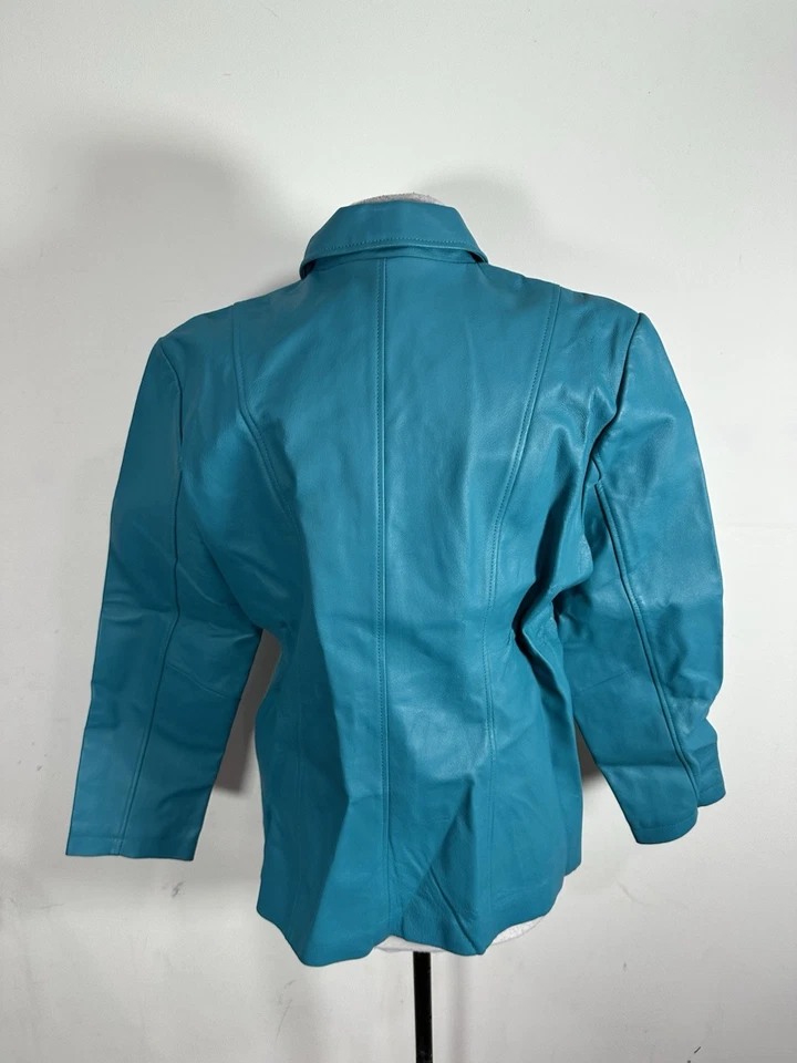 Dialogue женщин бирюзовый цвет 100% кожи длинным рукавом куртка Sizs L - Изображение 4 из 4