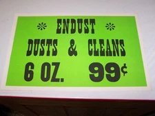 Vintage ENDUST CLEANS & DUSTS .99 Cents - Paper Grocery Store Sign
