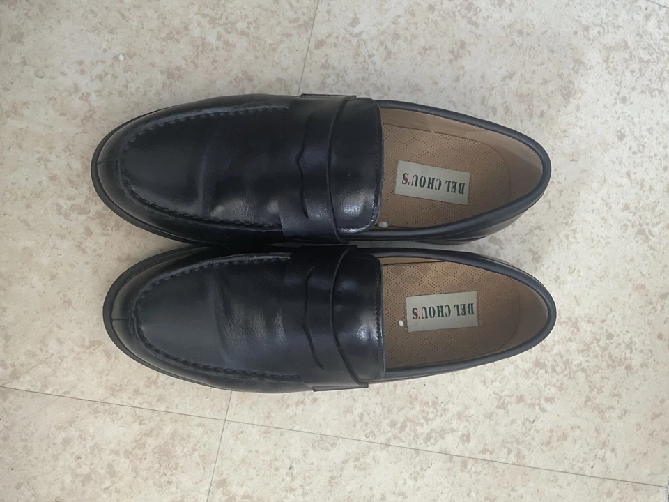 Bel Chou's mocassins homme cuir noir EU 42 bout rond sans lacets unis - Photo 2/3