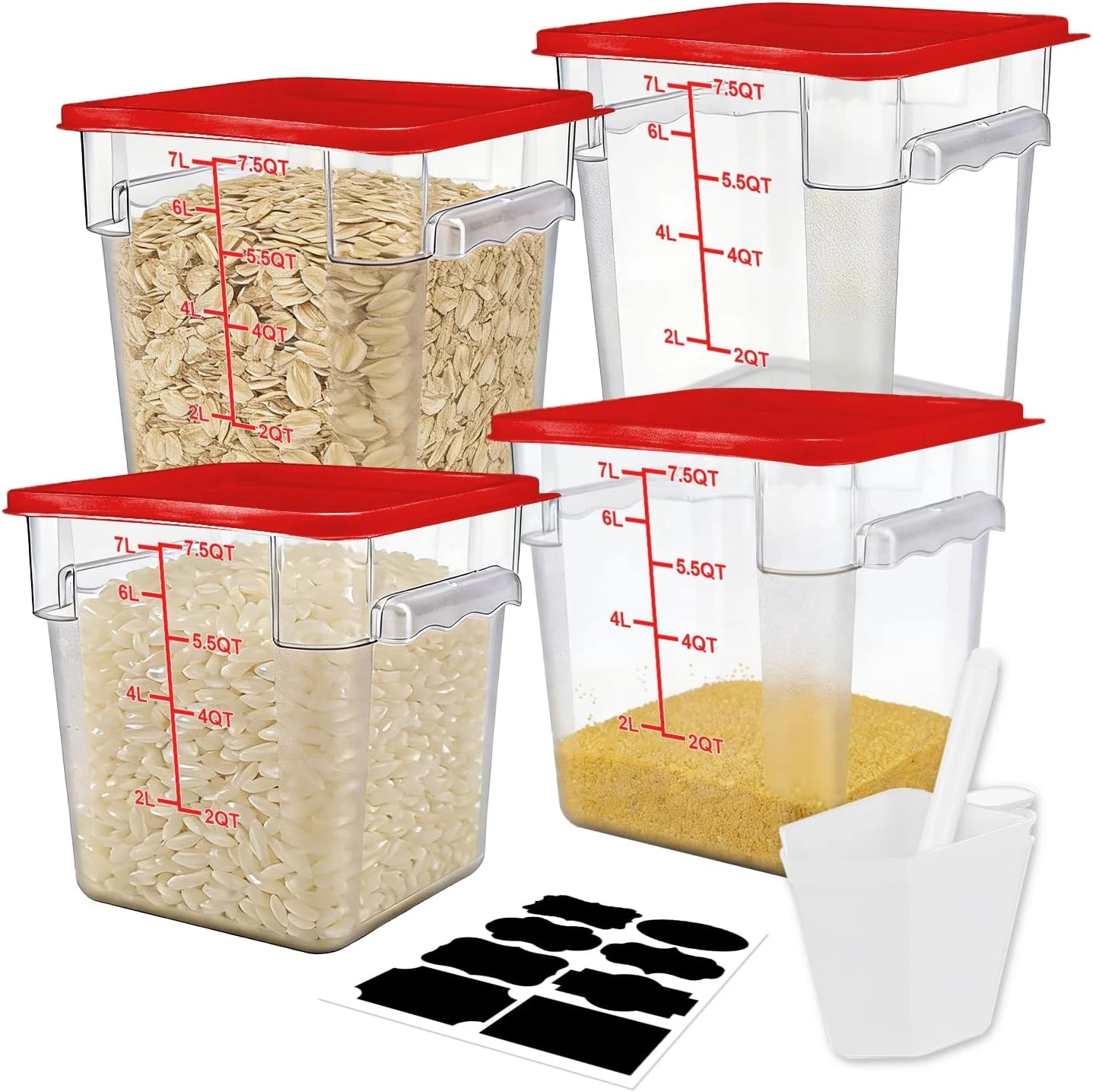 BPA-Free Airtight Food Storage Containers - 4-Pack, Stackable, Red