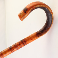 Antique VTG 41" Bamboo Cane Crook Handle Walking Stick