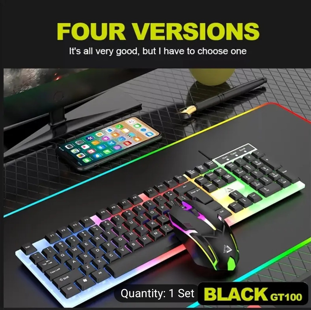 Rainbow RGB Mechanical Gaming Keyboard and Mouse Combo for Gamers-image