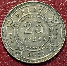 HIGH GRADE XF 2003 BELIZE 25 CENTS FOREIGN COIN-DEC157