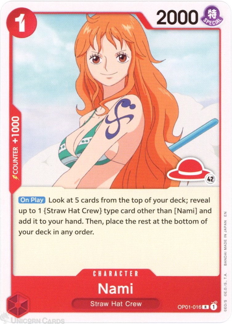 OP01-016 Nami : Rare Non-Foil English One Piece TCG Card : LD01: Learn Together