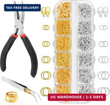 1200 Pcs Jump Rings for Jewelry Making Supplies, Necklace Repair Kit with Plier,