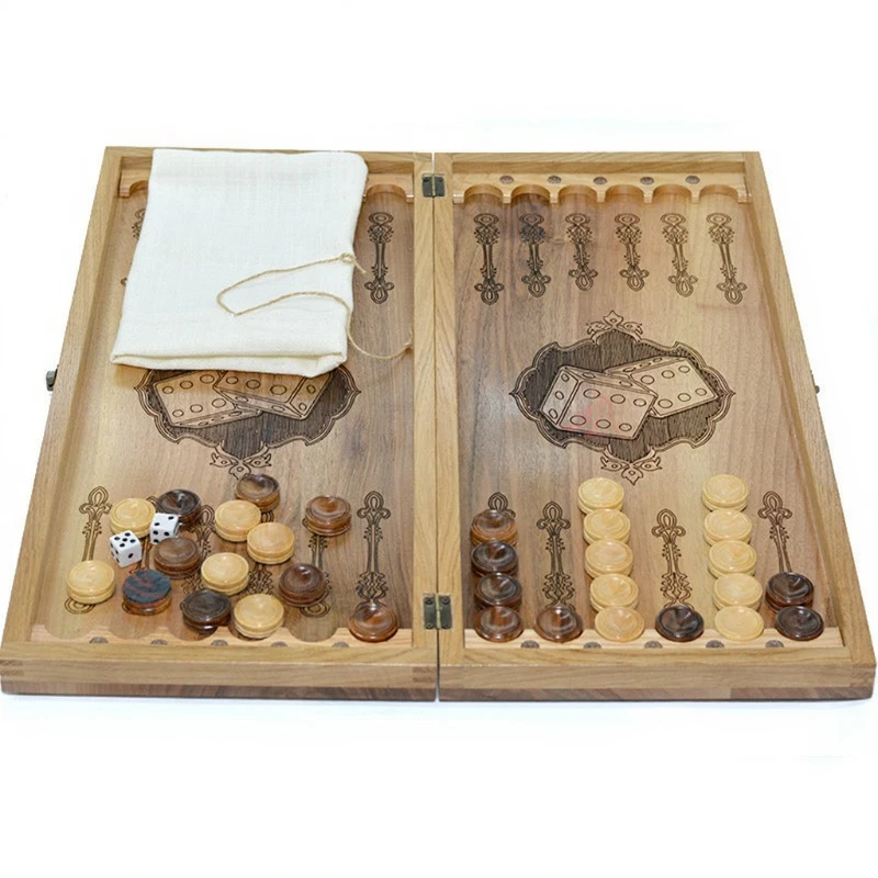Handmade Wooden Backgammon Set "Atlas" – 21.6 in Carved Board - Image 2 of 4