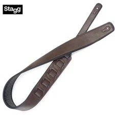 Stagg SPFL 30 DBRW Dark Brown Padded Leather-Style Adjustable Guitar Strap